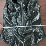 Forever 21 NWT Black Leather Zip Up Bodysuit Lingerie with Collar Size Medium Photo 7