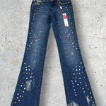 Pepe Jeans Vtg Y2K Deadstock  Low Rise‎ Flare Riveted Grommet Buckle Back Sz 24 Photo 0