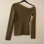 STAUD NWT Women Large Craftsman Sweater Gold Metallic Cardigan Off-the-Shoulder Photo 7