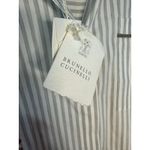 Brunello Cucinelli NWT Cotton Embellished Striped Shirt Dress in White Size XL Photo 11