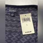 Lucky Brand Fringe Jacquard Mini Sweater Dress Long Sleeves Navy Size L NWT Photo 5