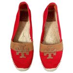 Tory Burch Jamie Woven Canvas Espadrille Red Canyon Tan Logo Flats 10 Photo 1