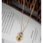 18K Gold Plated womens jewelry Heart holder Necklace Black Stone stainless steel Photo 5
