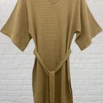 Joy Charlotta Caviar Mustard Kimono Sleeve Cotton Dress XS Minimalist Boho Chic Brown Photo 4