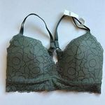 Aerie Size 34D  Real Happy Wireless Green Lace Trim Bra Photo 0