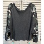 Pink Lily Gray/Green Camo Thermal 3/4 Dolman Sleeve Top Size M Oversized Photo 4