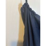 Fanm Mon Flame Size XL Mini Linen One Sleeve Ruffle Hem Floral Embroidery Dress Blue Photo 9