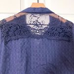Eden & Olivia Navy Lace Button Up Collared Shirt Photo 5