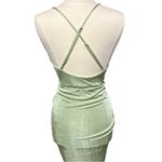 Mable Sage Green Strappy Ruched Midi Dress Small Crisscross Draped Front Photo 8