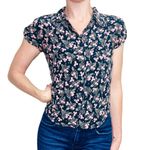 Max Mara Weekend Line Black & Print Floral Abstract Silk Blouse Photo 0