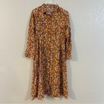 Source Unknown NWOT Shirtdress Floral Midi Carmel Women’s Size Small Photo 1