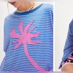 Free People NWT  Ragabond Striped Palm Applique Tee - electric blue combo - XS Photo 4