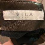 VILA Silver Faux Leather Mini Skirt Size 40 Euro US Medium Black Photo 3