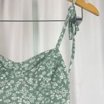 SheIn Petite XS Olive Green Floral Bustier Tiered Midi Sundress Flowy Slit Photo 5