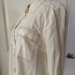 Anthropologie Anthro Maeve Contrast-Stitch Linen Buttondown Shirt. Size L. MSRP $108 Photo 7