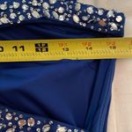 Hailey Logan Adrianna Papell Blue One shoulder Knit Evening Gown Womens Size 7/8 Photo 6