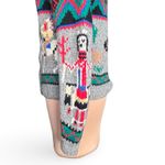 Vintage Skyr Knit Shetland Wool Sweater Native Art Buffalo Horse Rider Teepees Gray Size M Photo 2