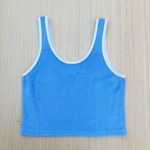 NEW Hammies Terry cropped retro tank top in blue poppy and cream size S small Photo 10