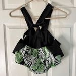 Unique Vintage  Halter Top Ruffle Smocked Tropical Palm Print Plus Size 1x/16 Photo 7