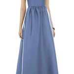 Alfred Sung  D707 Blue Satin Halter Jewel Neck Bridesmaid  Gown size 2 Photo 0