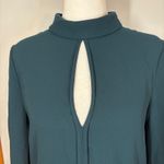 Reiss  Cherry Keyhole Mock Neck Long Sleeve Blouse Office Dark Teal Career size 4 Photo 4