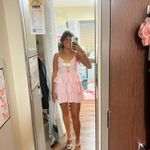 Lovers + Friends Isabeli Mini Dress Pink White Medium NWT Sleeveless Ruffles Photo 9