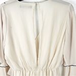 ZARA Cream Black Trim Sheer Long Ruffle Sleeves V-Neck Romper, Size Small Photo 5