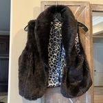 John Paul Richard  Faux Fur Vest Sleeveless Coat Womens M Glam Dressy Coffee Photo 15