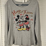 Disney Store Gray Mickey & Minnie Long Sleeve Thermal Hugs & Kisses Top XXL Photo 0