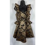 River Island Synthetic Petite Black And Gold Jacquard Skater Dress size 10 NWOT Photo 1