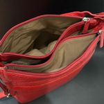 JACK GEORGES Red Leather Voyager Zip Top Crossbody Hobo Shoulder Bag Photo 6