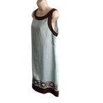 Willow Glenn Womens Career Shift Linen Dress Size 10 Sleeveless u Tiffany Blue B Brown Photo 4