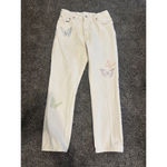 Levi's 501 White High Rise Straight Leg Butterfly Jeans Size 28 Photo 1