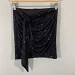 Adika  Women's Black Sequins Ruched Mini Skirt Size S Party Holiday Night Out Photo 0