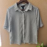 H&M Short Sleeve White Button Blouse w/ Black Dots Photo 0