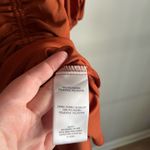 Maison Tara Rust Satin Ruched Midi Dress Size 4 Puff Sleeve Wrap Cocktail Orange Photo 6