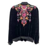 Johnny Was  Velvet Zip Jacket Silk Embroidered Floral Black Medium Women’s Design Photo 4