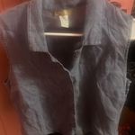 The Territory Ahead Denim Button Up Sleeveless Tie Knot Top Photo 0