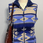 Jane Ashley  Vintage Blue Aztec Sherpa Vest Photo 0