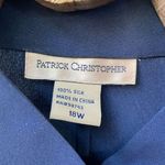 Patrick Christopher Dark Blue 100% Silk Band Collar Gold Button Blouse 18W Photo 3