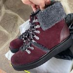 Very Volatile  size 7 Tonkin burgundy suede leather Sherpa fur lined boots NIB Photo 3