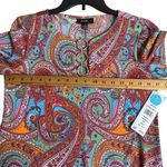 MSK Medium Paisley Print Dress w gold circle hardware on chest boho chic summer Photo 7