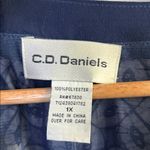 C.D. Daniels size 1X blue patterned blouse with rhinestone embellishments. Photo 4