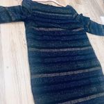 ZARA  Basic Striped Metallic Sweater Dress Navy Black Gold 4% Wool sz Med… Photo 8