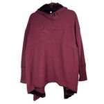 Free People Westwood Cardigan Maroon Velvet Trim Sz XS Oversized Hooded Photo 3