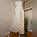 Givenchy Intimates Full Length Slit Nightgown Lace Trim Strappy Size Lg Ivory Photo 6
