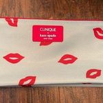 Clinique 🩷 x Kate Spade Cosmetics Makeup Bag Travel- Aqua with Red Lips Print Photo 0