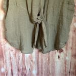 Massimo Dutti  Taupe Beige Tie Front Linen Blouse Size M Photo 4