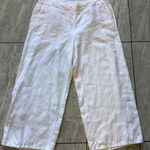 J.Jill Love Linen Cropped Wide Leg Pants Size L White Elastic Waist Photo 0