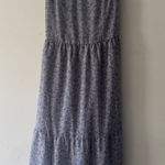 Rokoko Blue Floral Flowy Cottagecore Tiered Maxi Dress Criss Cross Back Photo 0